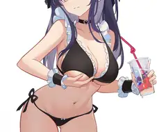 자기 가슴의 무게를 느껴보는 메이드짱