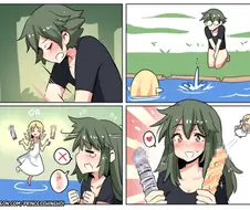 연못에서 자위하다 남자의 소중한 것을 분실하는 만화.manwha