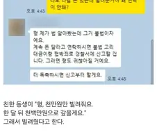 천만원 빌린 동생이 한달 뒤 보낸 카톡