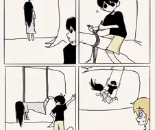 목 멘 귀신을 발견한 만화 jpg.