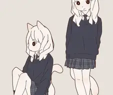 꼬리 만지게 해주는 고양이 여고생 망가