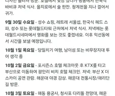 외국인들의 한국 여행 일정