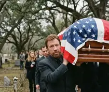 첫 공개된 자신의 장례식에 참가한 척노리스 사진