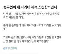 승무원이 내 다리에 계속 스킨십하던데