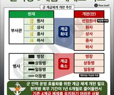 국방부 현역병 3계급 체계로 축소 추진!!
