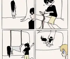 목 멘 귀신을 발견한 만화 jpg.