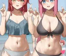 (봇치)랑 바다에 온 키타