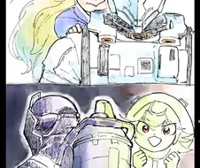 사랑하는 딸을 업고 함께 싸우는 가면의 파파