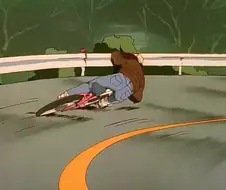 만화처럼 차를 추월하려고 했던 자전거의 최후.gif