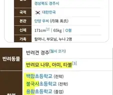 경주 출신 우원재 반려묘 이름과, 출신학교 이름들...