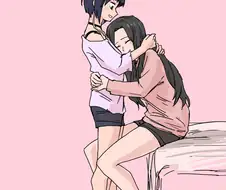 침대에 드러눕는 백합커플.manga