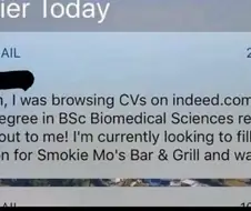 하이 쌤! 네 이력서에 생물과학 학위 내역을 보고 연락했어!!