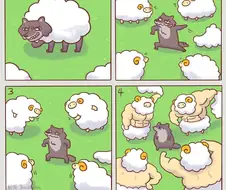 양으로 변장해서 숨어든 어느 늑대.Comic