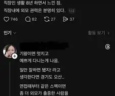 직장 내 외모권력이 존재한다는 사람