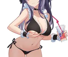 자기 가슴의 무게를 느껴보는 메이드짱