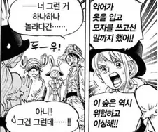 원피스에서 루피가 나미를 혼내는 상황