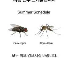 여름근무 스케줄 업데이트 되었습니다