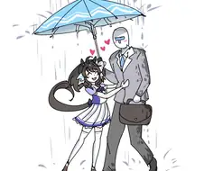 말딸) 한 우산 아래 두 남녀