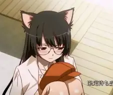 하네카와 흑발 네코 모습 보고 웃는 아라라기