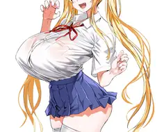 아사나기) 빅젖 트윈테일 금발 여고생