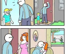 아들을 폭행한 친구의 집에 항의하러 찾아가는 아버지 만화