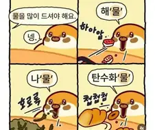의사 : ＇물＇을 많이 드셔야 해요.