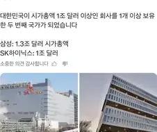 대한민국, 세계 두번째로 시총1조달러 회사 두개보유 달성