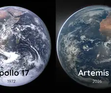 1972년 / 2026년 지구 사진