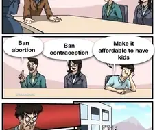 출산율 감소를 막기 위한 회의하는 만화