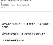 둘중에 더 나쁜것은? 초보운전 or 음주운전