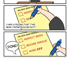 새해를 맞이하여 3가지 목표를 정하는 만화.manwha