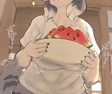 늑대랑 수박 빨리먹는 내기하는 만화