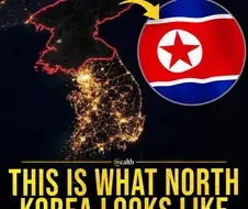 하늘에서 본 북한의 야경...