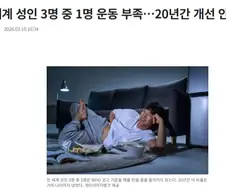 "전세계 성인 3명 중 1명 운동 부족…20년간 개선 안돼"