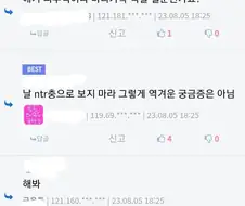 "날 ntr충으로 보지마라 그렇게 역겨운 궁금증 아님"