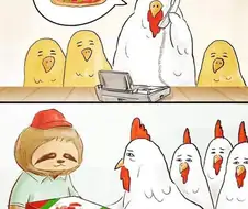 피자를 나무늘보가 배달하면 일어나는 만화