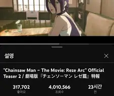 체인소맨) 하루만에 레제편 조회수 400만 돌파
