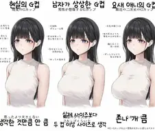 남자가 상상하는 G컵 vs 현실의 G컵 vs 애니의 G컵