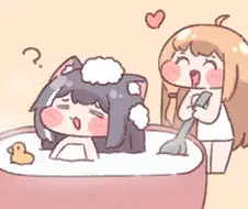 캬루를 목욕시켜주는 페코린