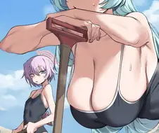 (블루아카)선배 가슴때문에 고통받는 호시노