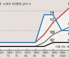 출생 성비가 1980년대 부터 만화진 이유로 추측할수있는것