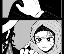 귀멸) 무잔의 얼굴을 보고 놀란 탄지로.manhwa