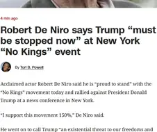 로버트 드 니로: 도널드 트럼프를 지금 당장 막아야 한다.