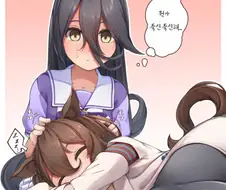 [말딸] 잠든 타키온의 머리를 만지는 카페.manhwa