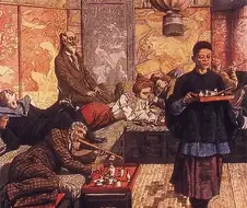 1889년 도쿄에 있던 퇴폐적인 다방 상상도